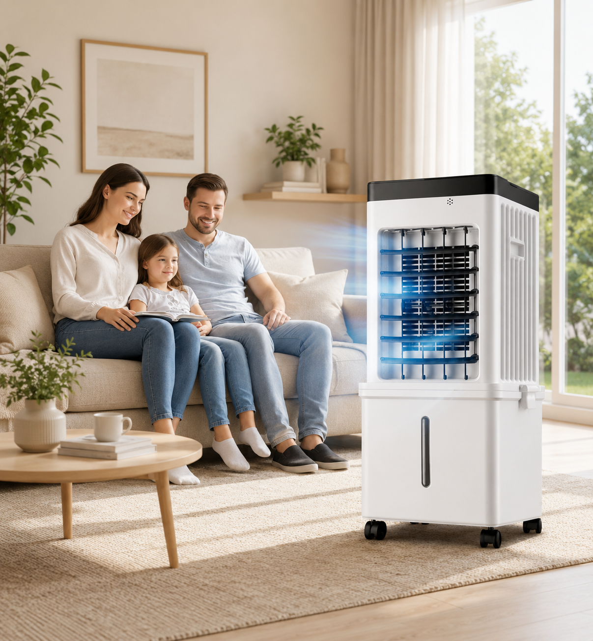 Climatiseur Mobile 3-en-1 — Refroidisseur, Humidificateur & Purificateur d'Air Portable