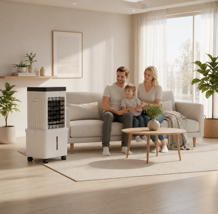 Climatiseur Mobile 3-en-1 — Refroidisseur, Humidificateur & Purificateur d'Air Portable