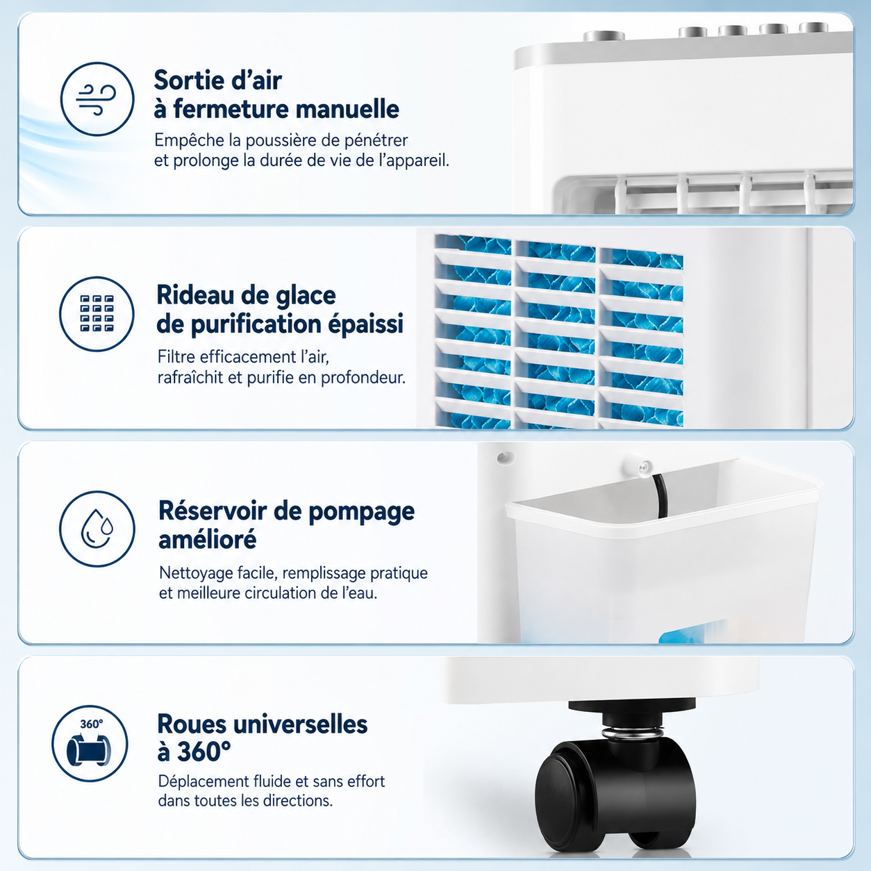 Climatiseur Mobile FrostWave 3-en-1 — Refroidisseur, Humidificateur & Purificateur d'Air Portable