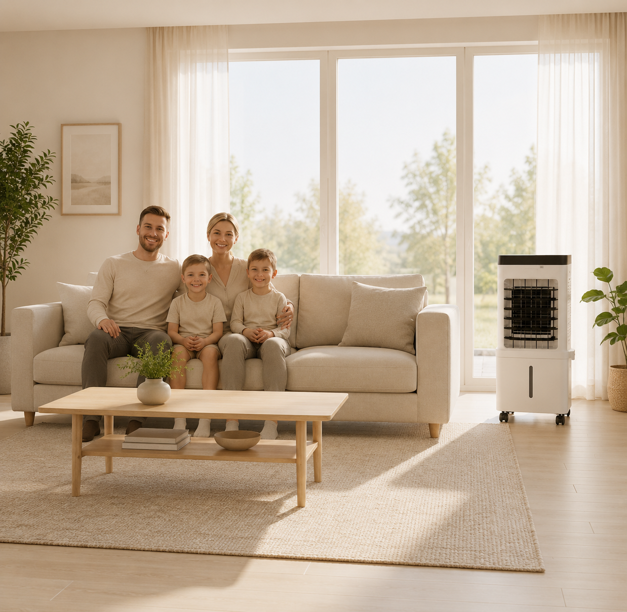 Climatiseur Mobile 3-en-1 — Refroidisseur, Humidificateur & Purificateur d'Air Portable