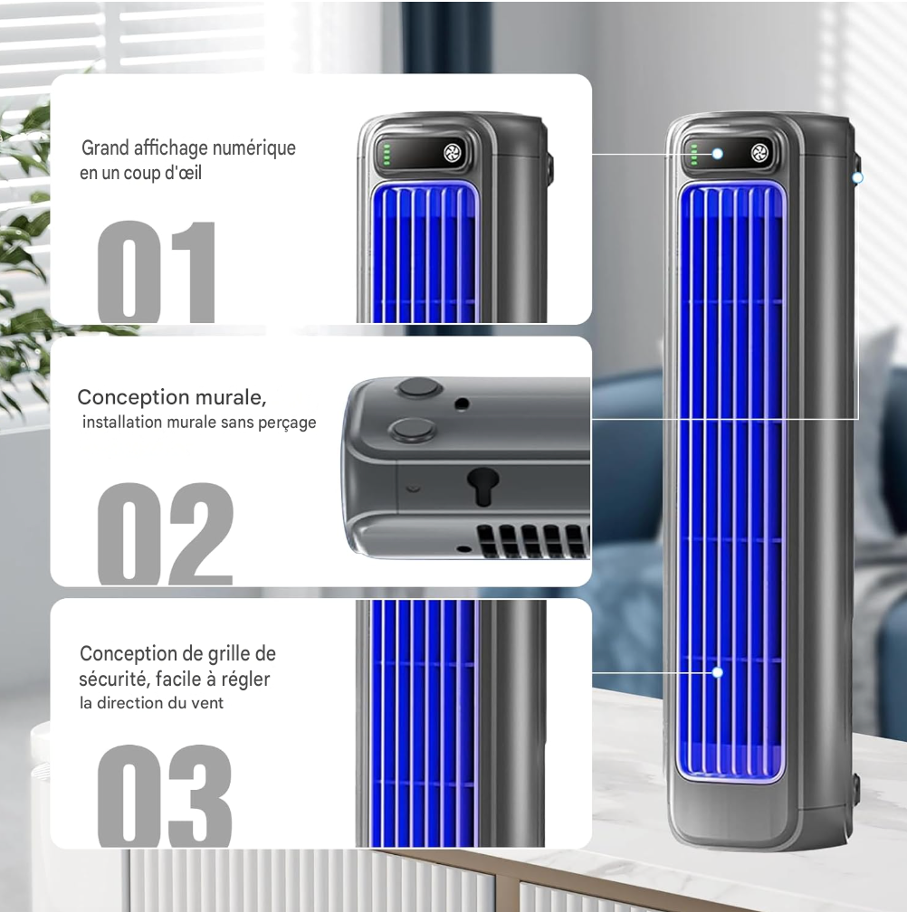 Ventilateur Mural Portable 3 Vitesses